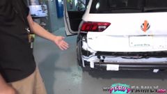 Fucking Daddy And Taking His Big Cum Facial In Car Garage