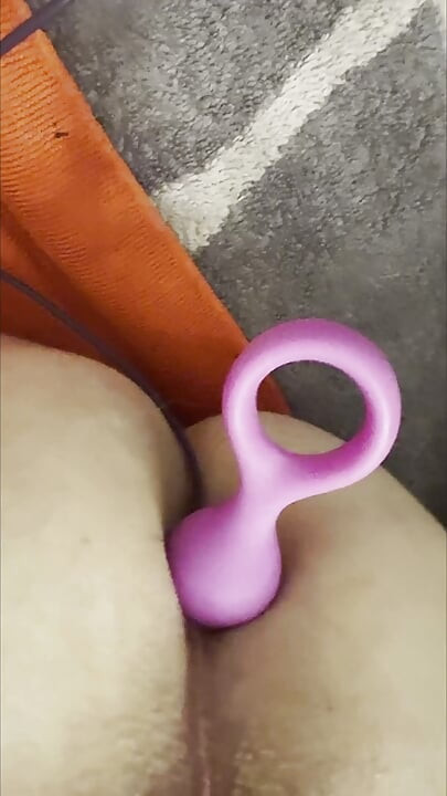 Bathroom enema, pissing and then ass play to orgasm