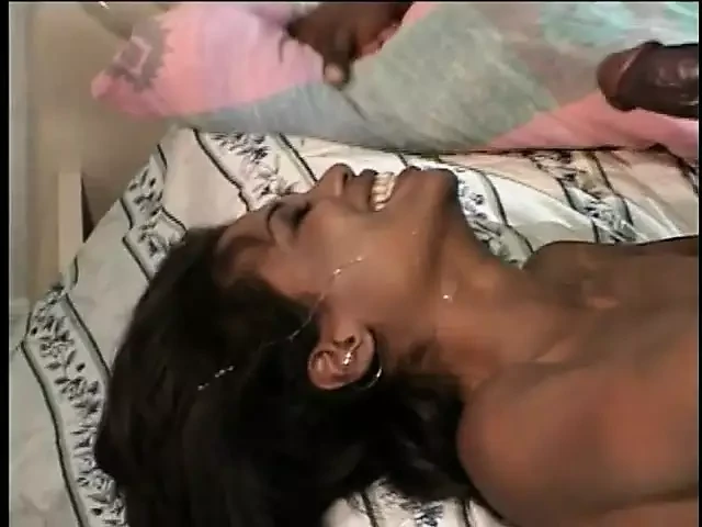 Lusty ebony with round ass gets rough doggystyle fucking