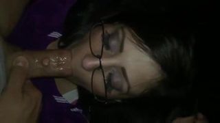 Girl face fuck and facial