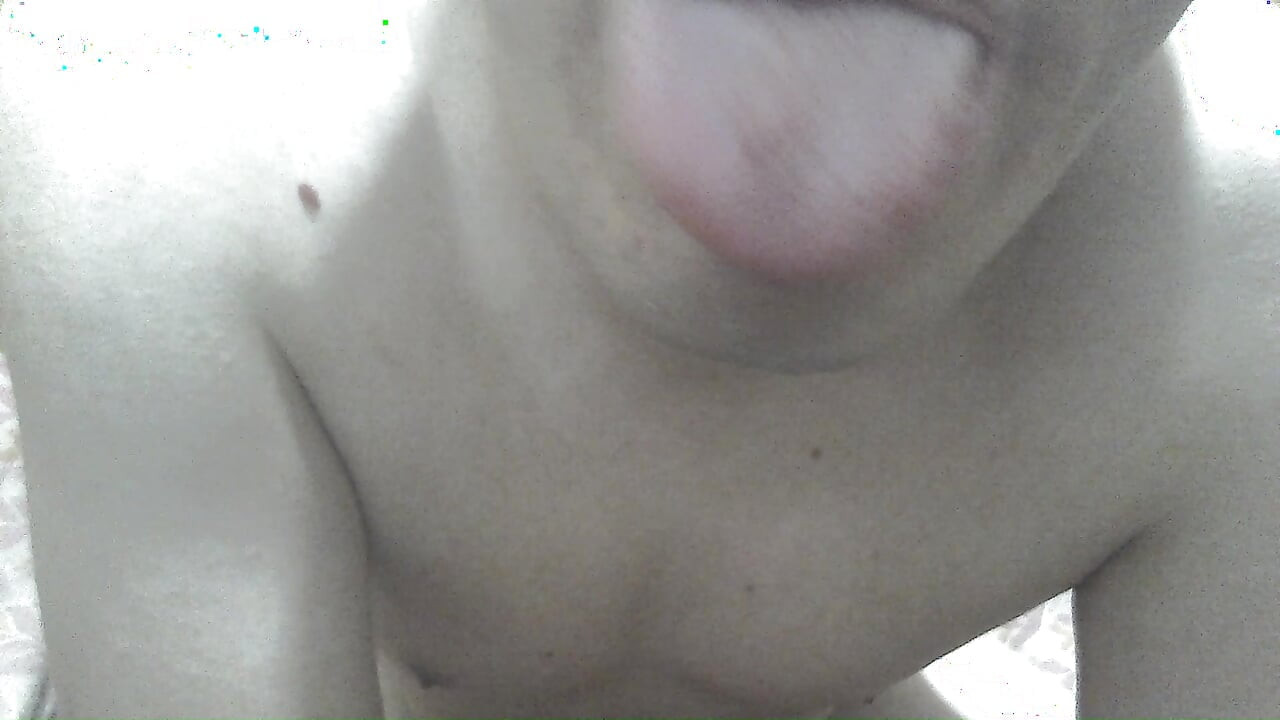 White-skined fat gay masturbating alone in bedroom until he cums on his own belly