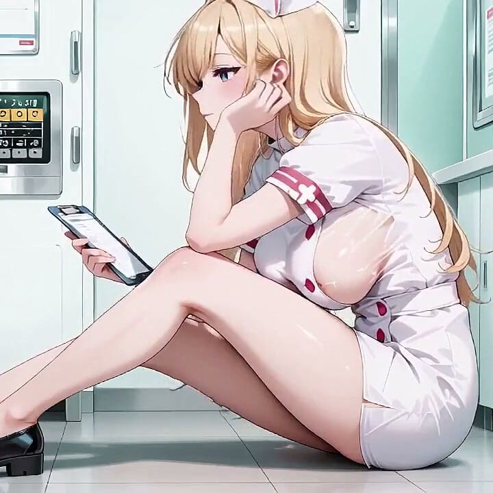Kneeling in a White High-cut Uniform with Liquid Splashing on Her Chest.