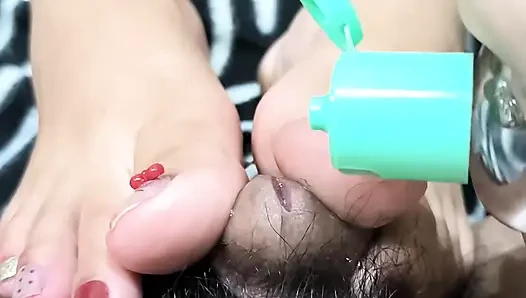 Acoletteyyy's Cutesy Toes Pressie-Pressed His Sensitive Cock Head to Cumming Hard