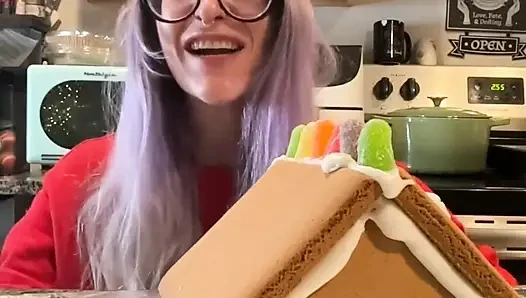 73 Giantess in 8-inch Heels Decorates a Gingerbread Village