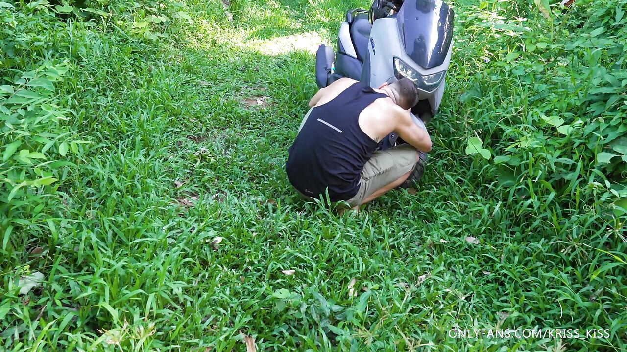 First ride on motorbike with stranger and hard fucking in the jungle