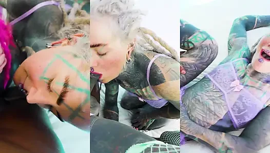 POV TRANS threesome - tattooed Mazhem & Josh