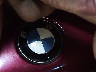 Hard neuken op de motorkap van de oude BMW
