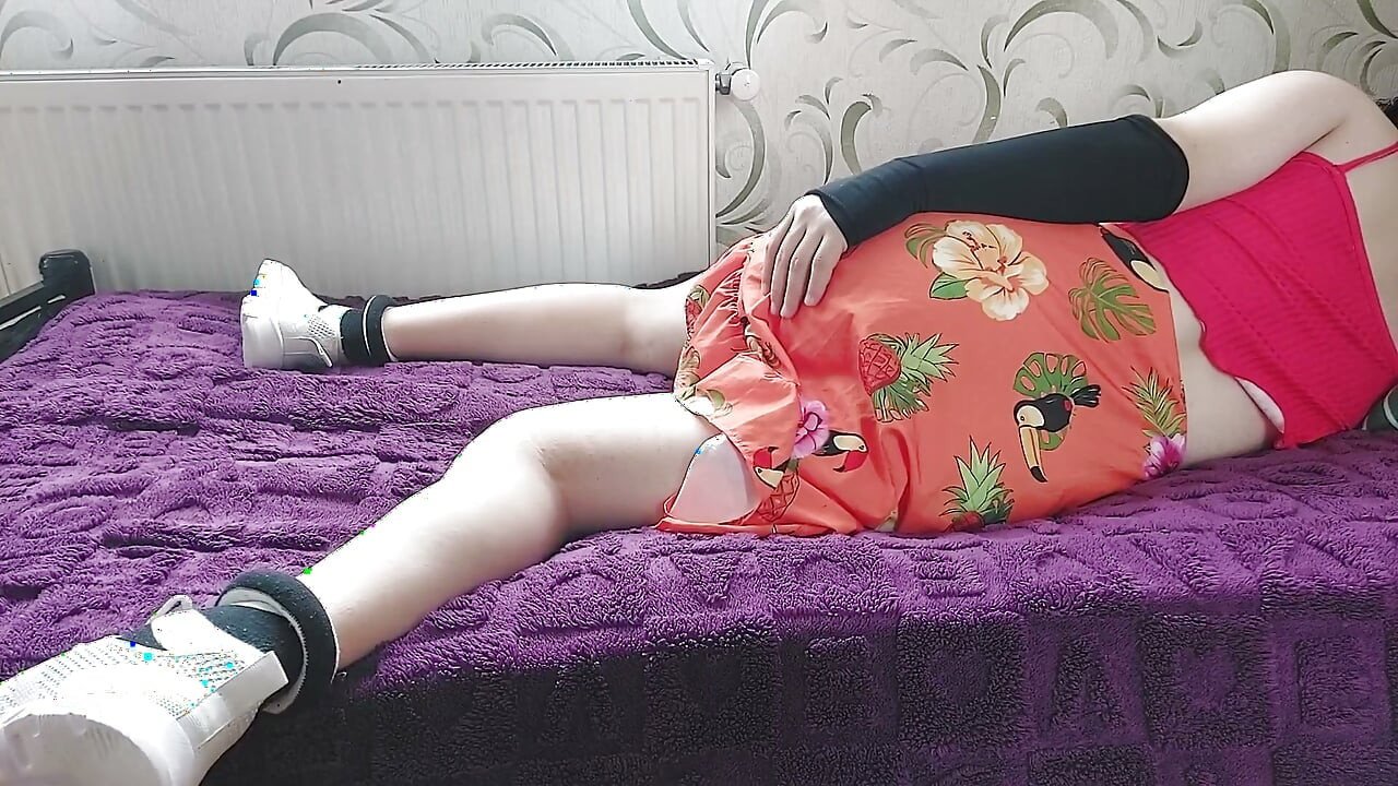 How Femboys Bed Time in Feminine Outfit White Pretty Young Sissy