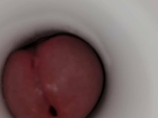 Ejaculação ejaculação em close-up com câmera dentro de pov