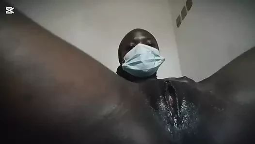 Masked Ebony Goddess Rubbing Her Thick Clit - Hot Solo Tease!
