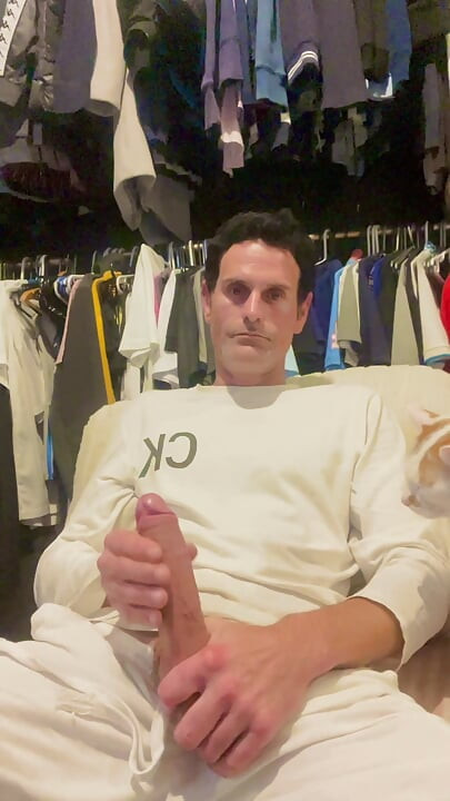 Mike stroking after hot shower