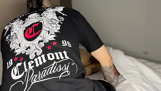 Horny blonde wakes up with huge cock and makes her wet dream come true