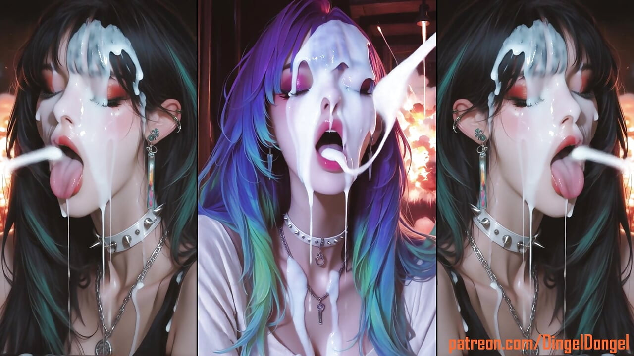 Personagens anime recebem seus rostos completamente cobertos de porra.