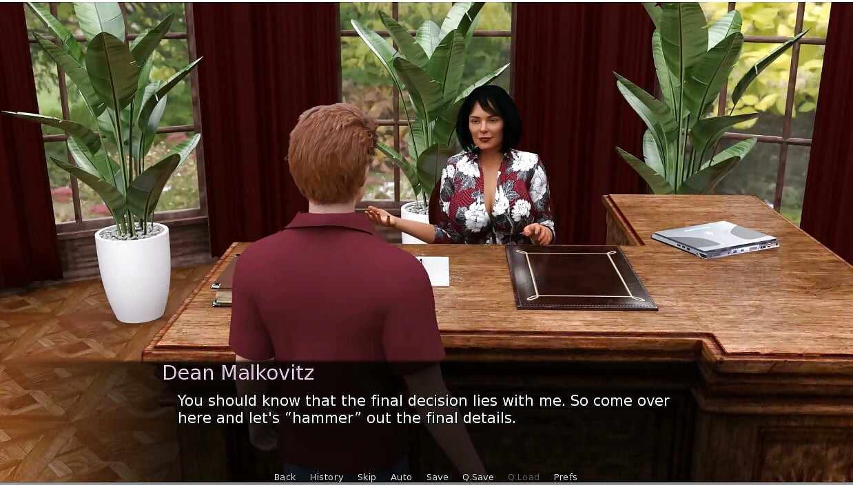 Milftopia - Gameplay - Odgrywanie roli - College Dean rucha swojego studenta w jej biurku
