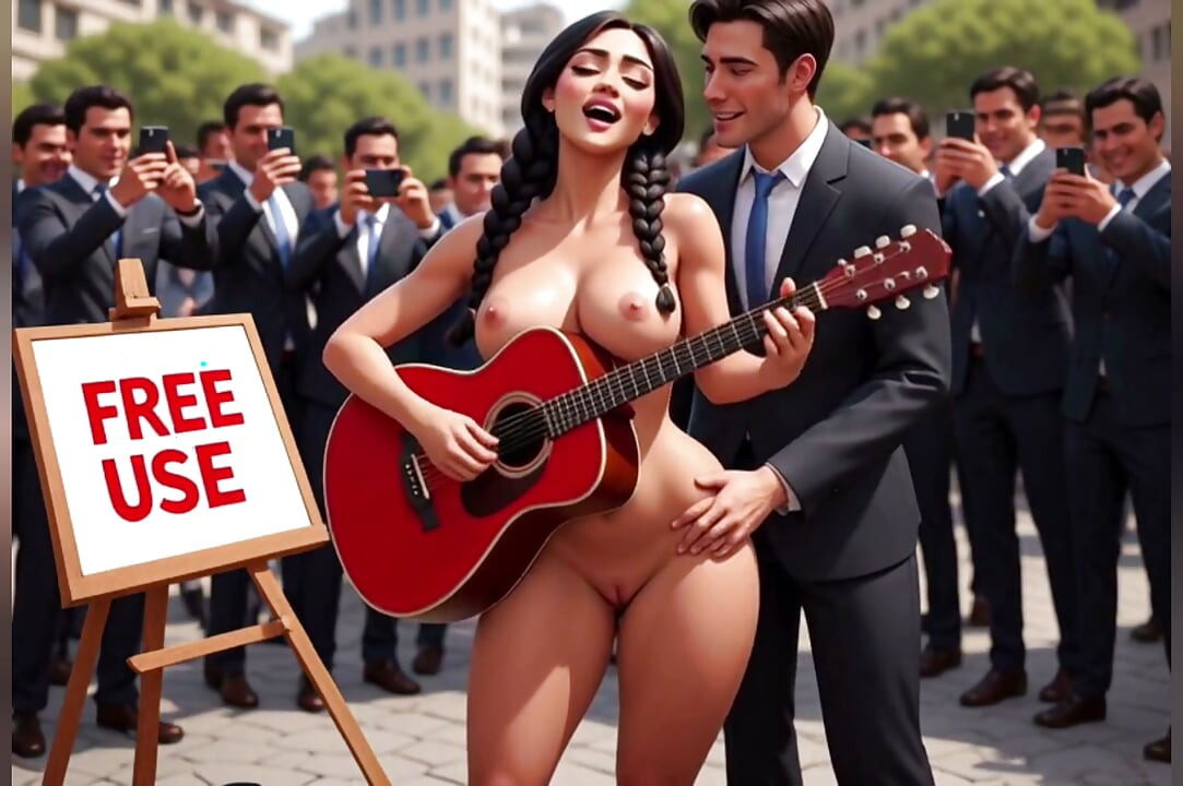 Naked Playing Guitar, Free Use, Uncensored Hentai Animation, 3D Cartoon, Braids