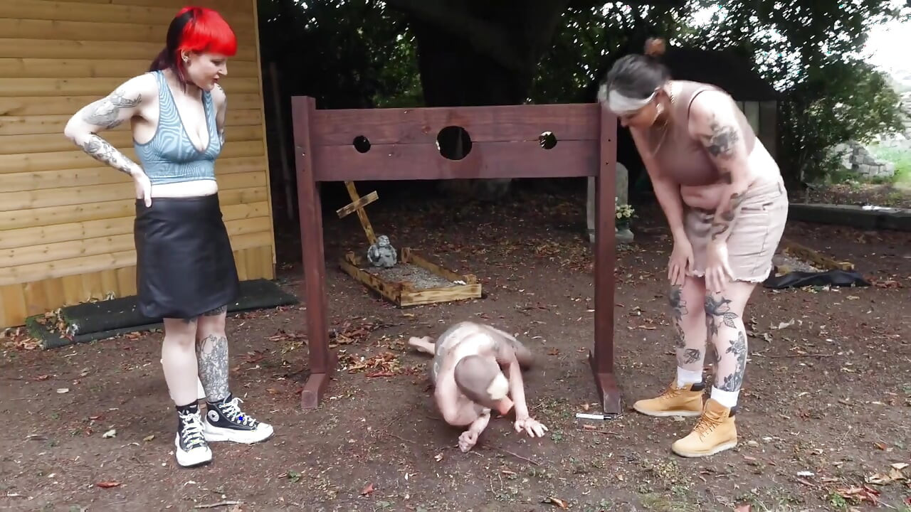 Naked Humiliation Girl Is Put in Stocks & Degraded