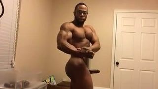 Black bodybuilder boner flexing