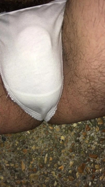A little pee in my white cotton thong