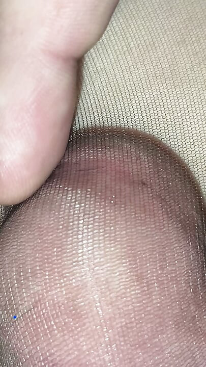 Mein Sissy in jemandes Kaffee-Strumpfhose Nahaufnahme. Leck auf Nylon
