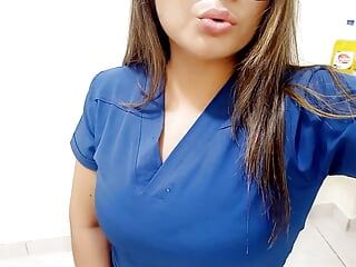 the nurse uses her boss's office to masturbate live in front of her community of followers