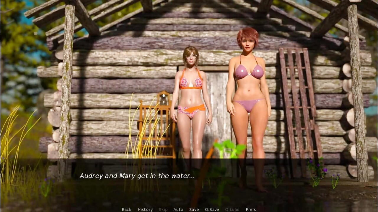 夕暮れの邸宅:湖のEP 60で泳ぐホットな女の子