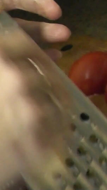 Powerful moment from "Sexy MILF continues cooking in kitchen naked without panties and bra in red transparent negligee. Big"