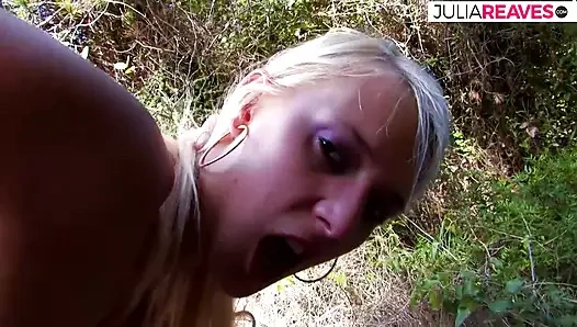 Fucking my blonde friend in the forest