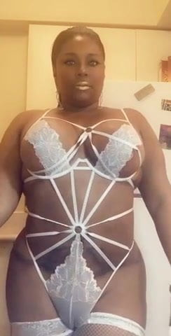 Ebony in lingerie
