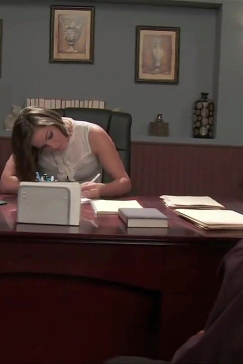 Lovely chick gets wild on the desk and the dude lovin it