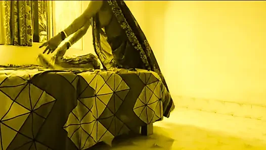 Young devar Fucks Hot Bhabi Sweet Tight Pussy When she is folding sarees at home.