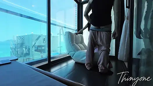 Small Asian Girl having fun with White Guy in many ways