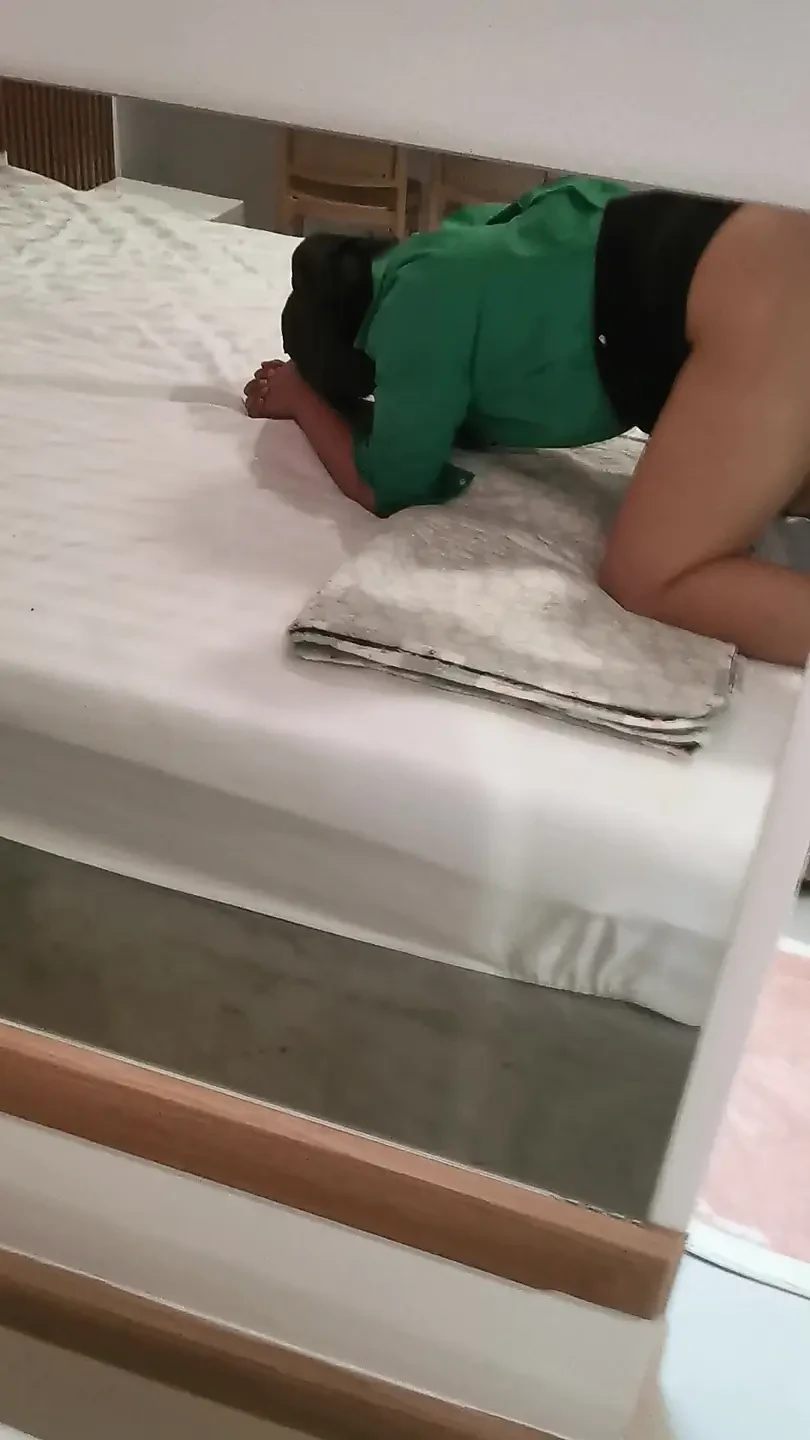 Female flight attendant gets before boarding