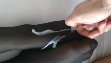 Black Nylon CumShot On My Feet