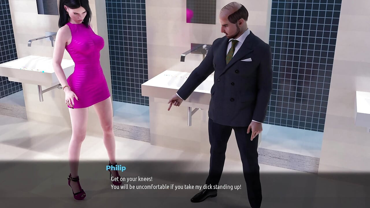 Fashion Business #1 - Monica puši kurac dva puta u toaletu - Porno igre, igre za odrasle, 3 d igra