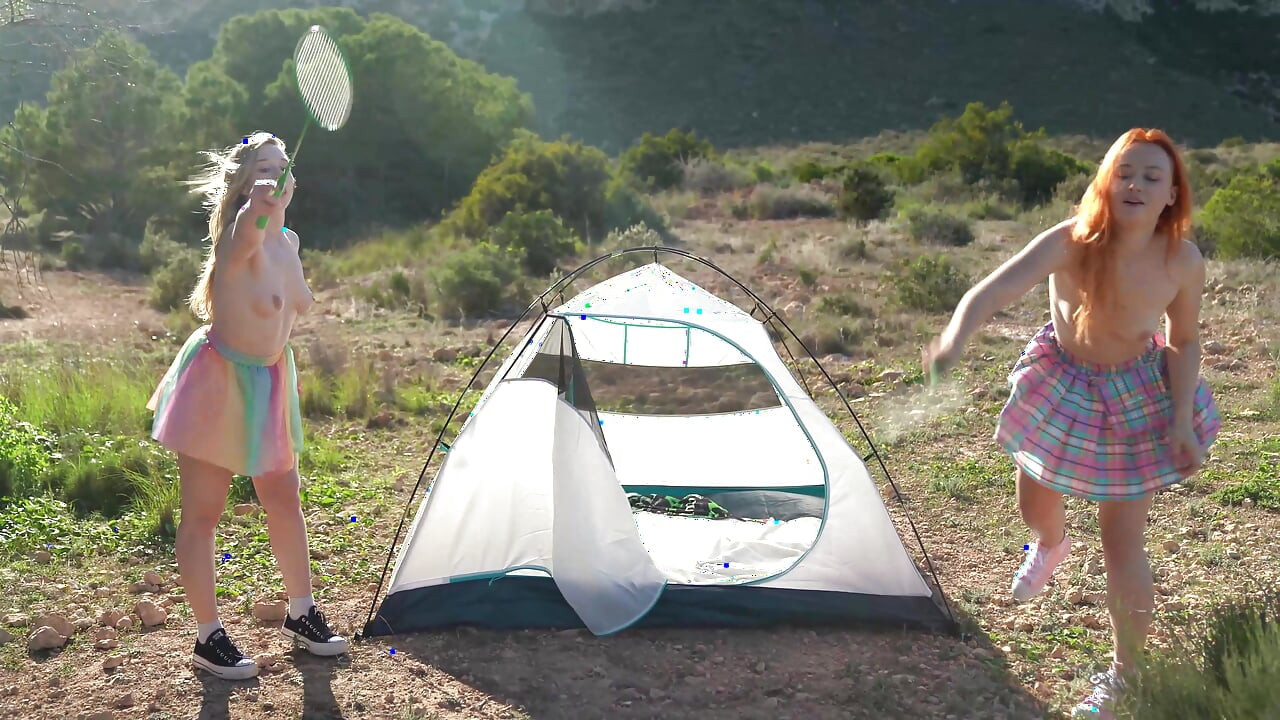 Fucked Badminton. Two Girls Undressed in Nature for Fucking After the Playing
