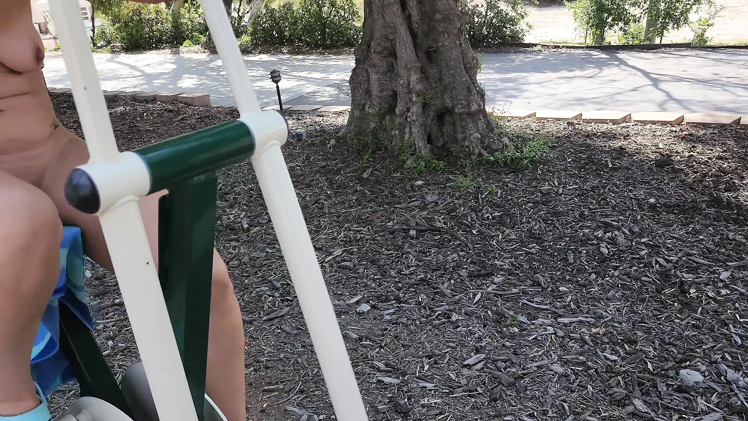 Naked outdoor workout