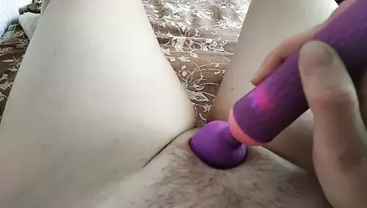 Sexy girl cums loudly from sex toy on her wet pussy