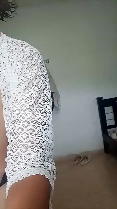 Beautiful Femboy Walks Around His House Naked and Hairless, Playing with His Cock and Masturbating His Anus