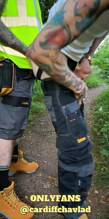 Construction Workmen fuck outdoors and cum