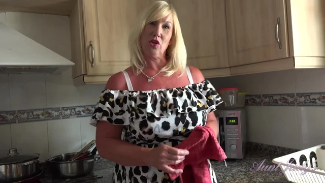 AuntJudys - Your Busty BBW Wife Melody Masturbates with You in the Kitchen