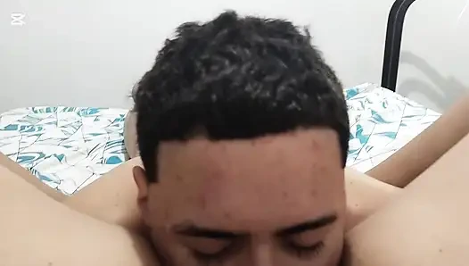 My stepmother comes into my room and notices that I'm masturbating while she talks to me.