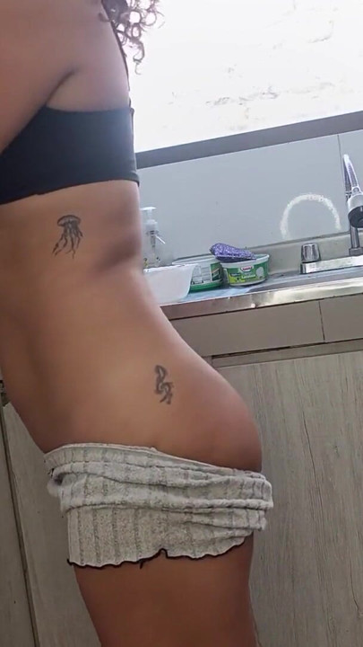 She asks me for milk and to smash her balls into my stepsister's huge ass | Clip 1