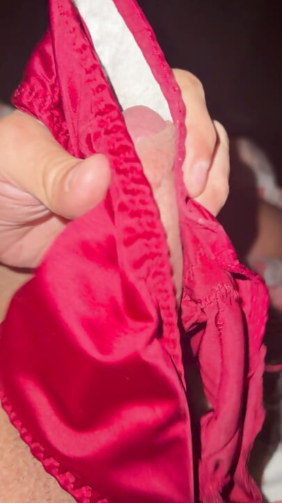 Creamy satin pantie play