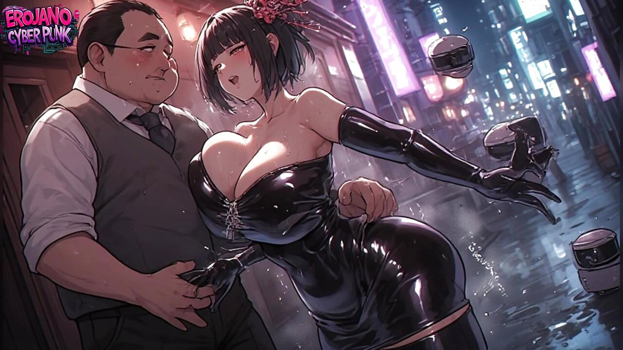 Cyberpunk Gagici țâțoase călărind tipi grași - Neon Sweat și țâțe mari