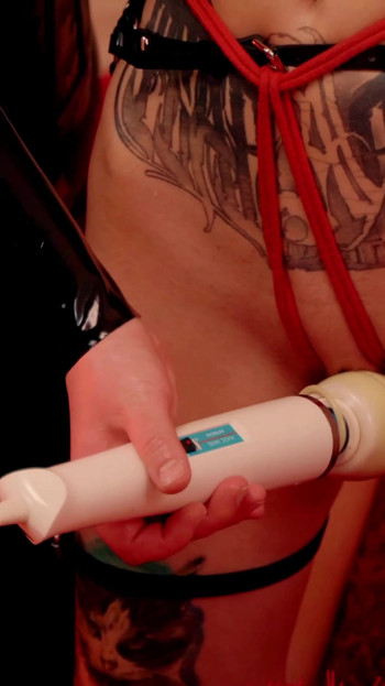 Iconic moment from "Femdom - Lesbian Latex Roleplay, Sexual Games"