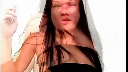 Big cock fucks this beautiful tattoed asian smoker girl in the tight asshole