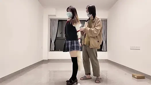 Hs19-a Girl in a School Uniform Was Bound Wander the Streets
