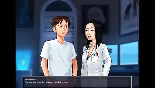 Summertime saga: japanische professorin melkt einen studenten in ihrem büro, episode 177