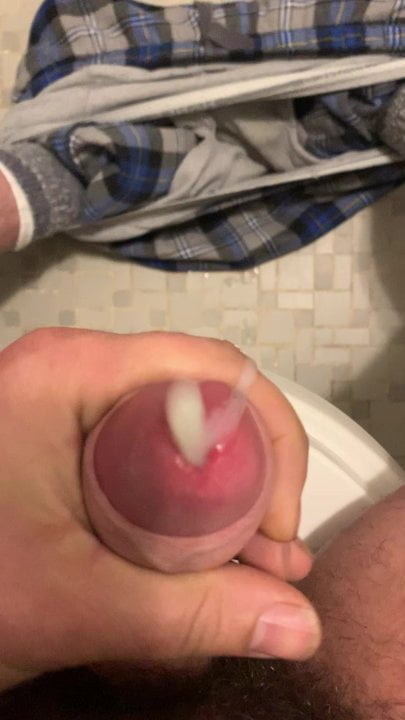 Uncut cock jerking