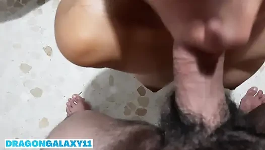 (Public) Showing tits on the street and fucked at home with cumshot in mouth